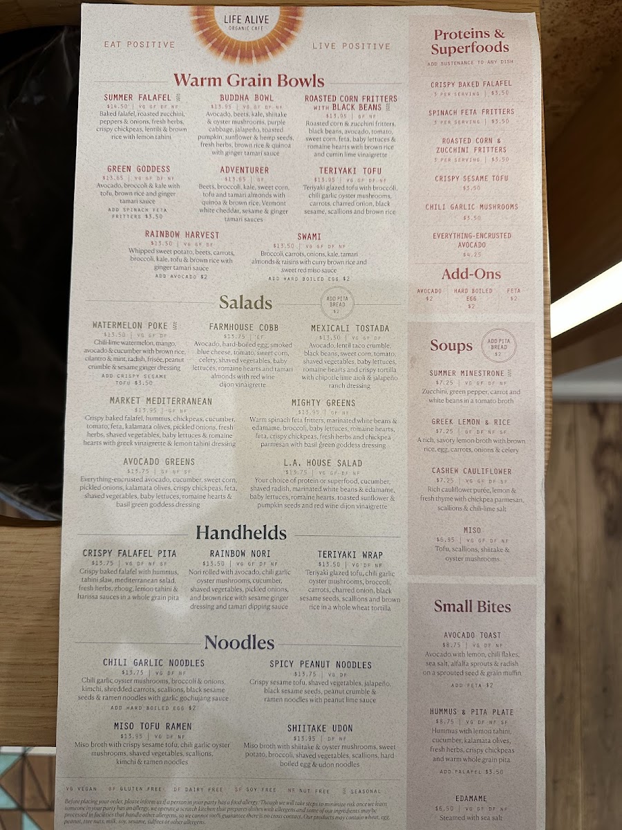 Life Alive Organic Cafe Back Bay Menu - Image 4